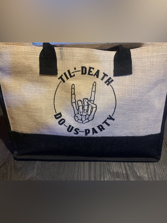 Handbags - Canvas Tote Bag in Natural and Black with Rock Graphic